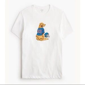 NWT J. Crew Football Dog Graphic Tee Short Sleeve White